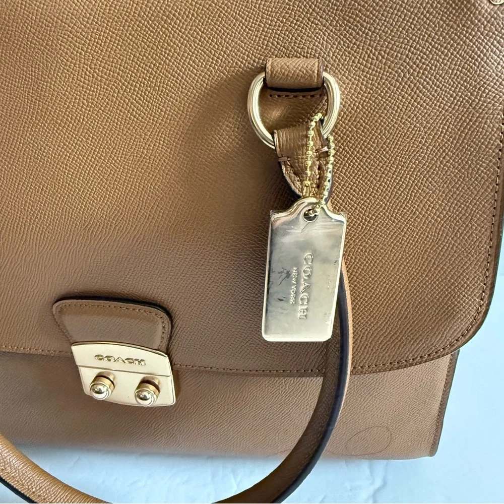 Coach Brown Leather  Structured Tote Bag Handbag Shoulder bag Women
